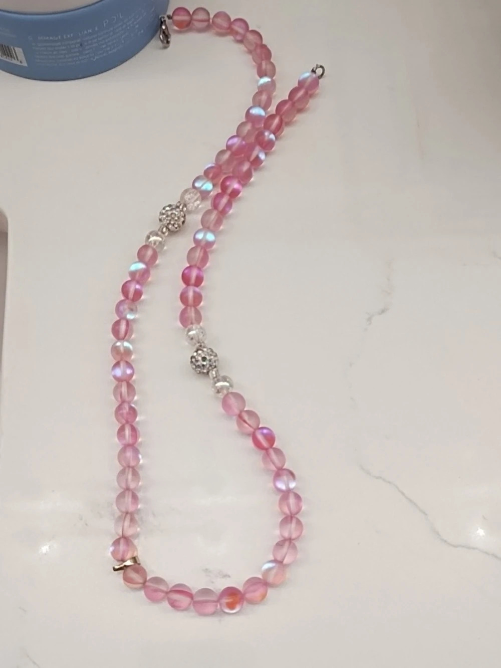 Pink & Purple Beaded Necklace Like New